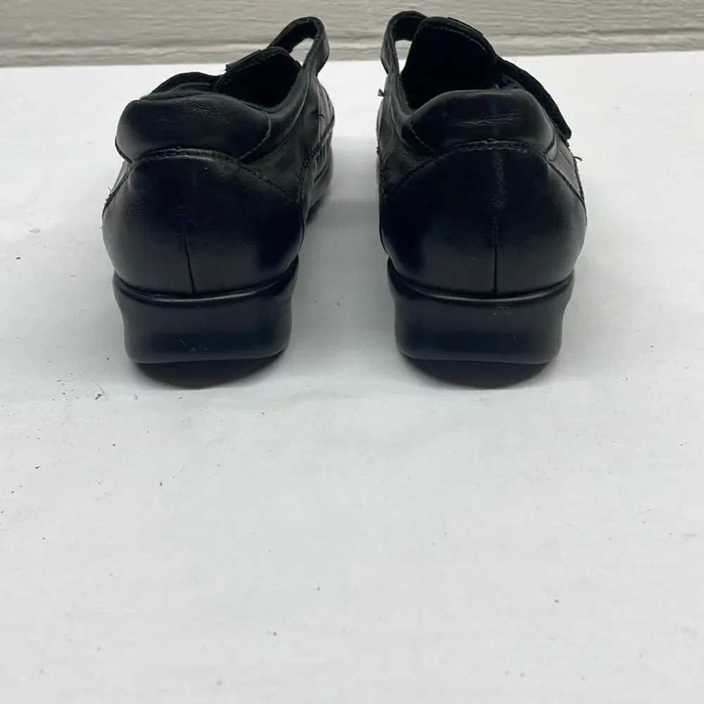 SAS Mary Janes EZ Strap Black Leather Walking Shoes